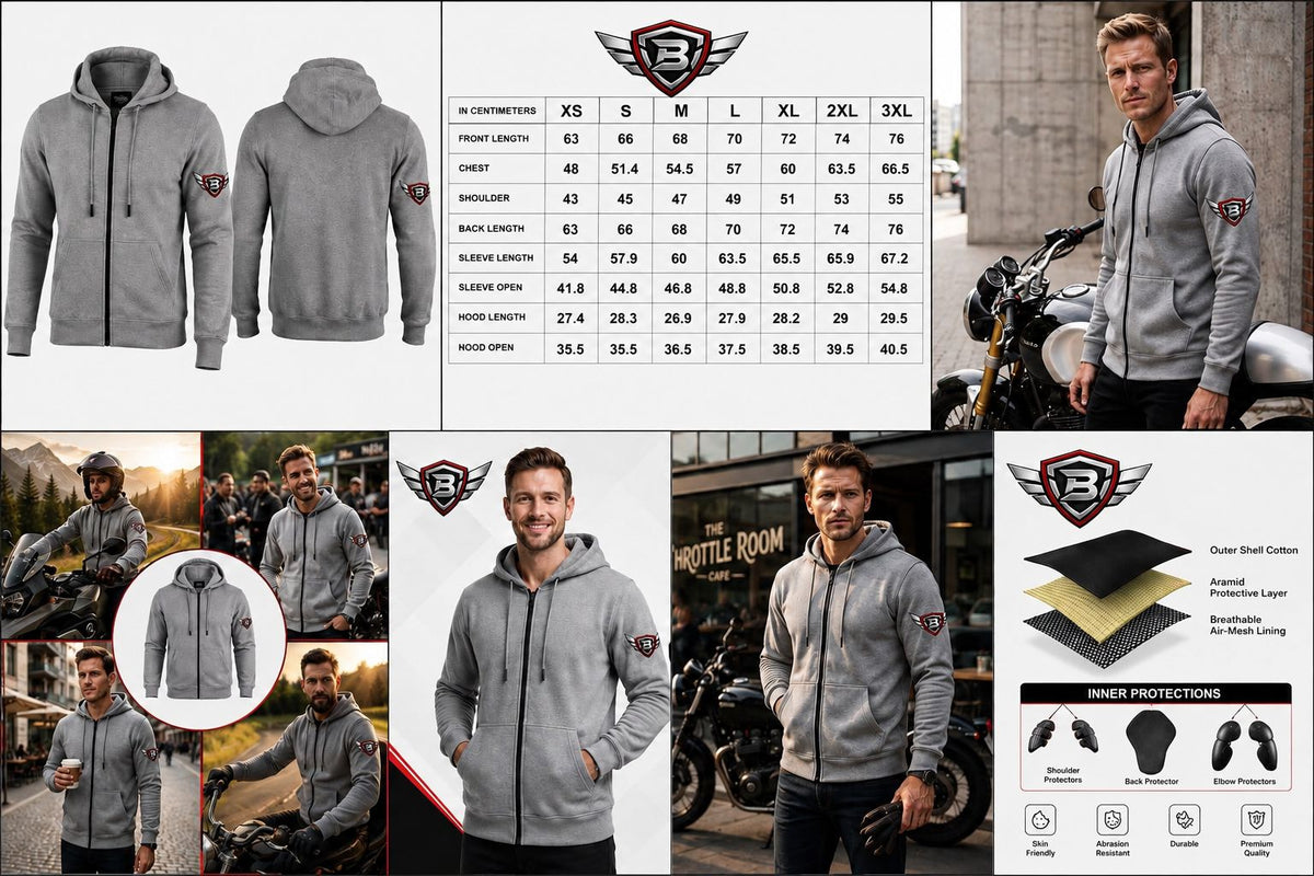 Armoured Motorcycle Riding Hoodie – Grey