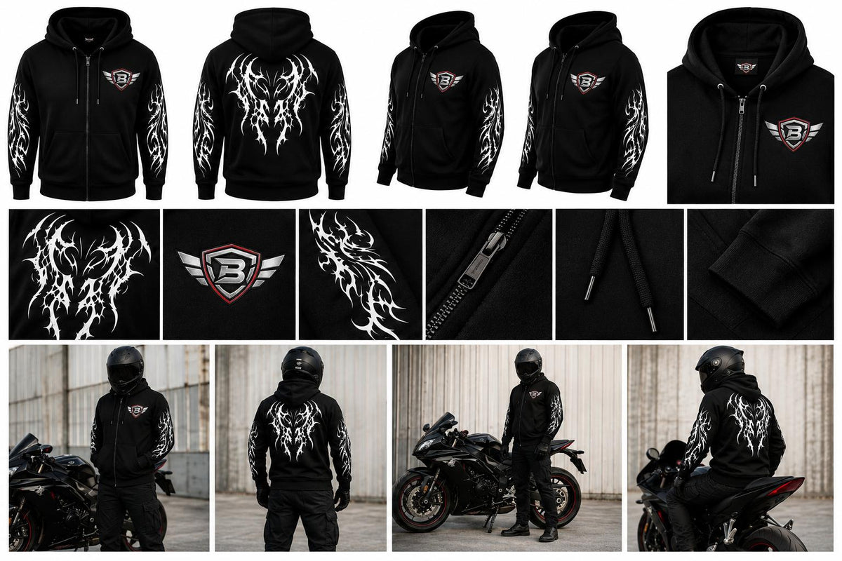Gears Armored Motorcycle Riding Hoodie Black